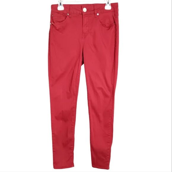 SEVEN7 Women’s Red Skinny Pants Booty Shaper Stretch Size 8 Mid Rise - Picture 1 of 10